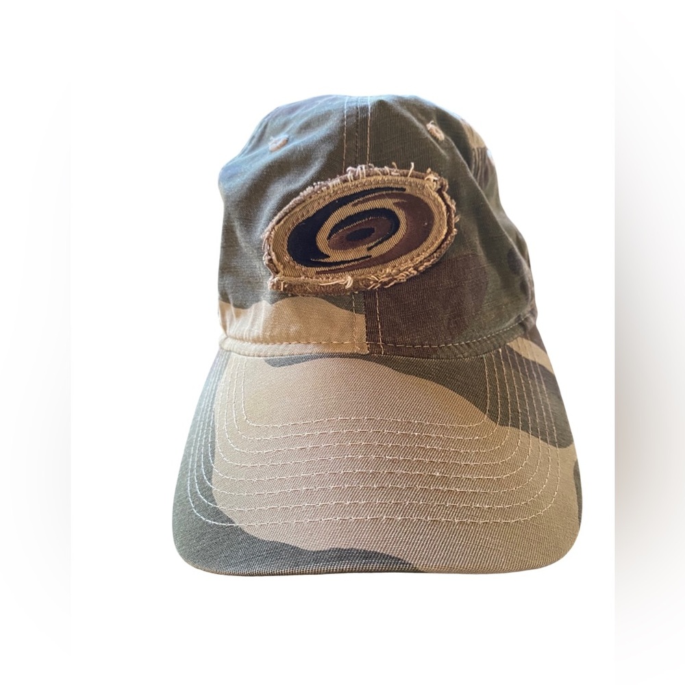 Carolina Hurricanes Camouflage Adjustable Hat Distressed Frayed Logo Patch